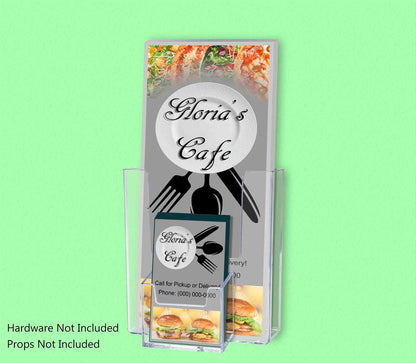 4"W Trifold Brochure Holder with Business Card Pocket