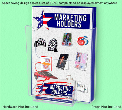6"W Booklet Holder Literature Display with Business Card Pocket