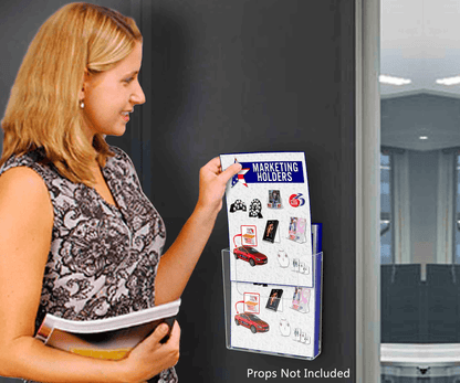 6"W Magnetic Bifold Holder Metal Mount Brochure Display