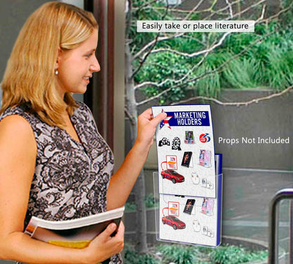 Suction Cup 6"W Bifold Brochure Holder Window Mount Display