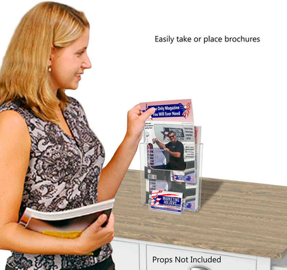 6.5"W Bifold Brochure Booklet Holder with Business Card Pocket