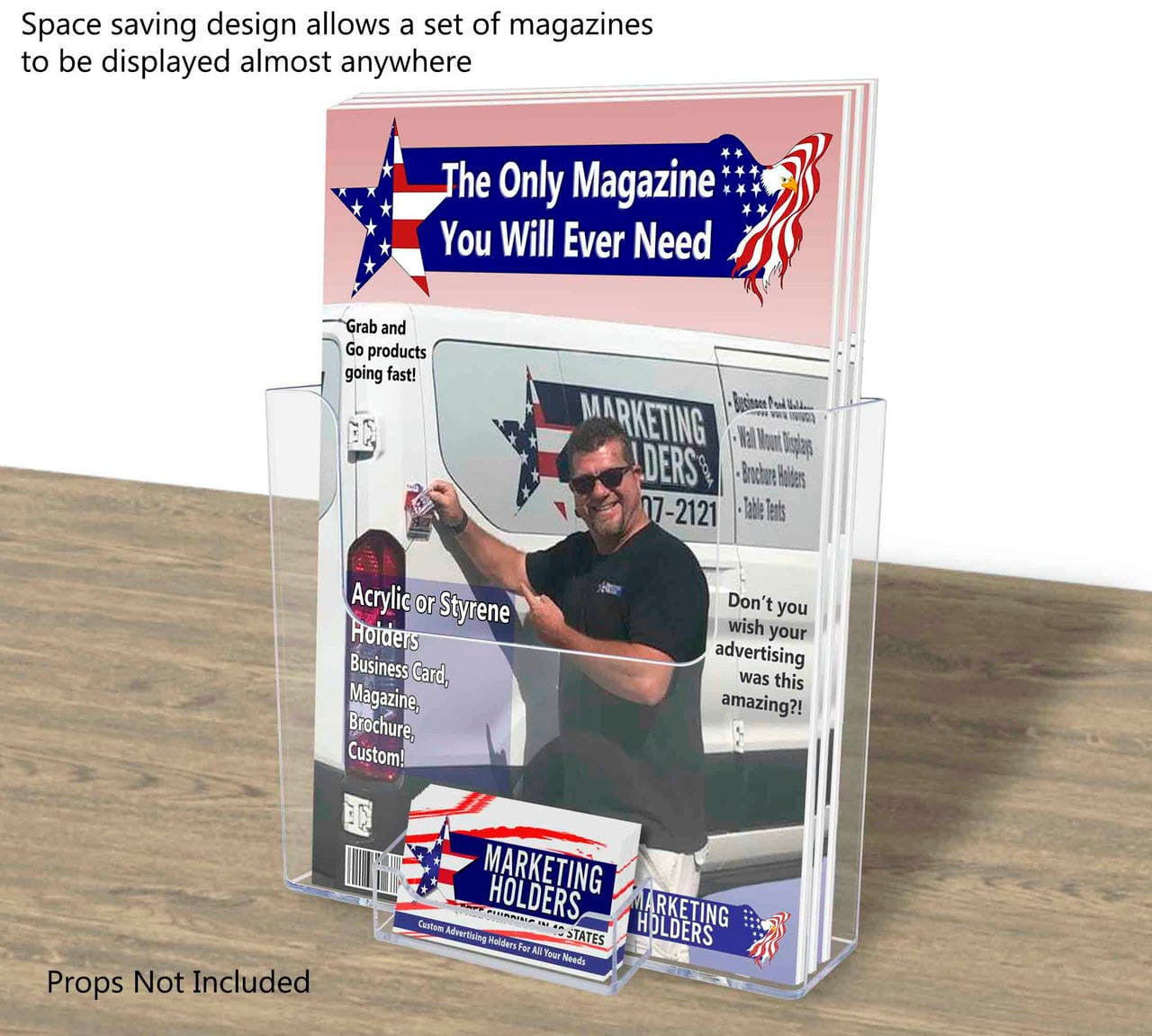 7.5"W Booklet Holder Literature Display with Business Card Pocket