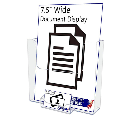 7.5"W Booklet Holder Literature Display with Business Card Pocket