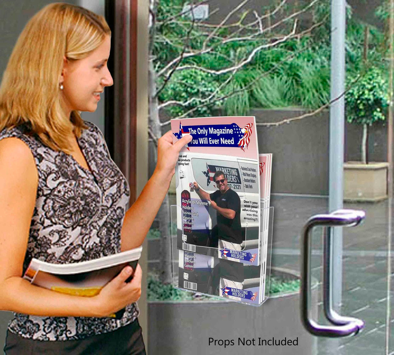 Suction Cup 7.5"W Flyer Rack Booklet Holder Window Display