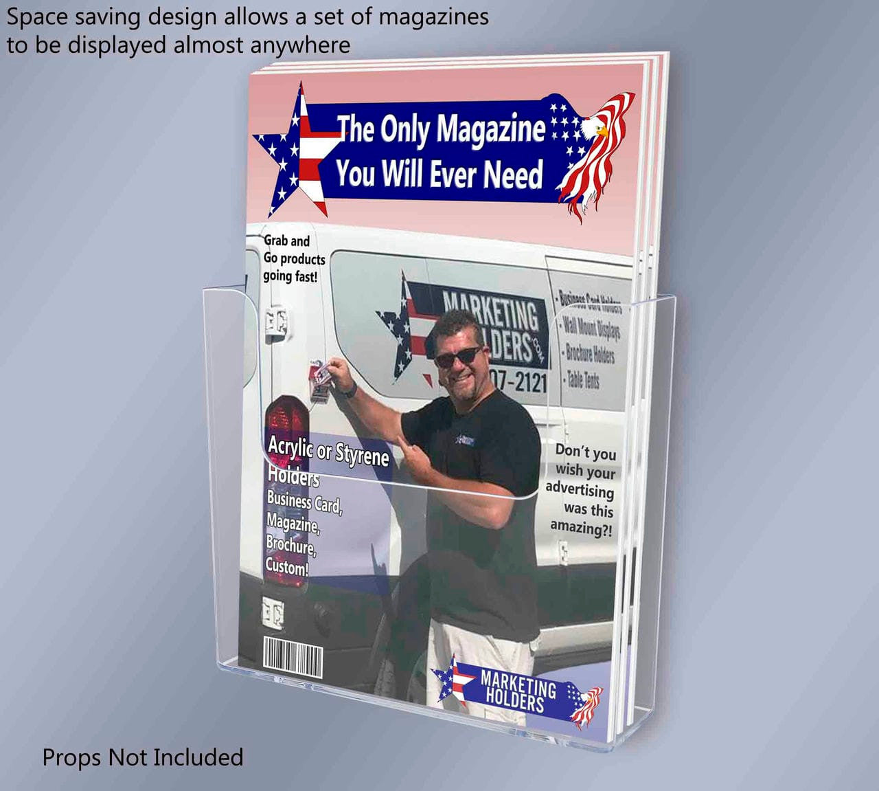 Suction Cup 7.5"W Flyer Rack Booklet Holder Window Display