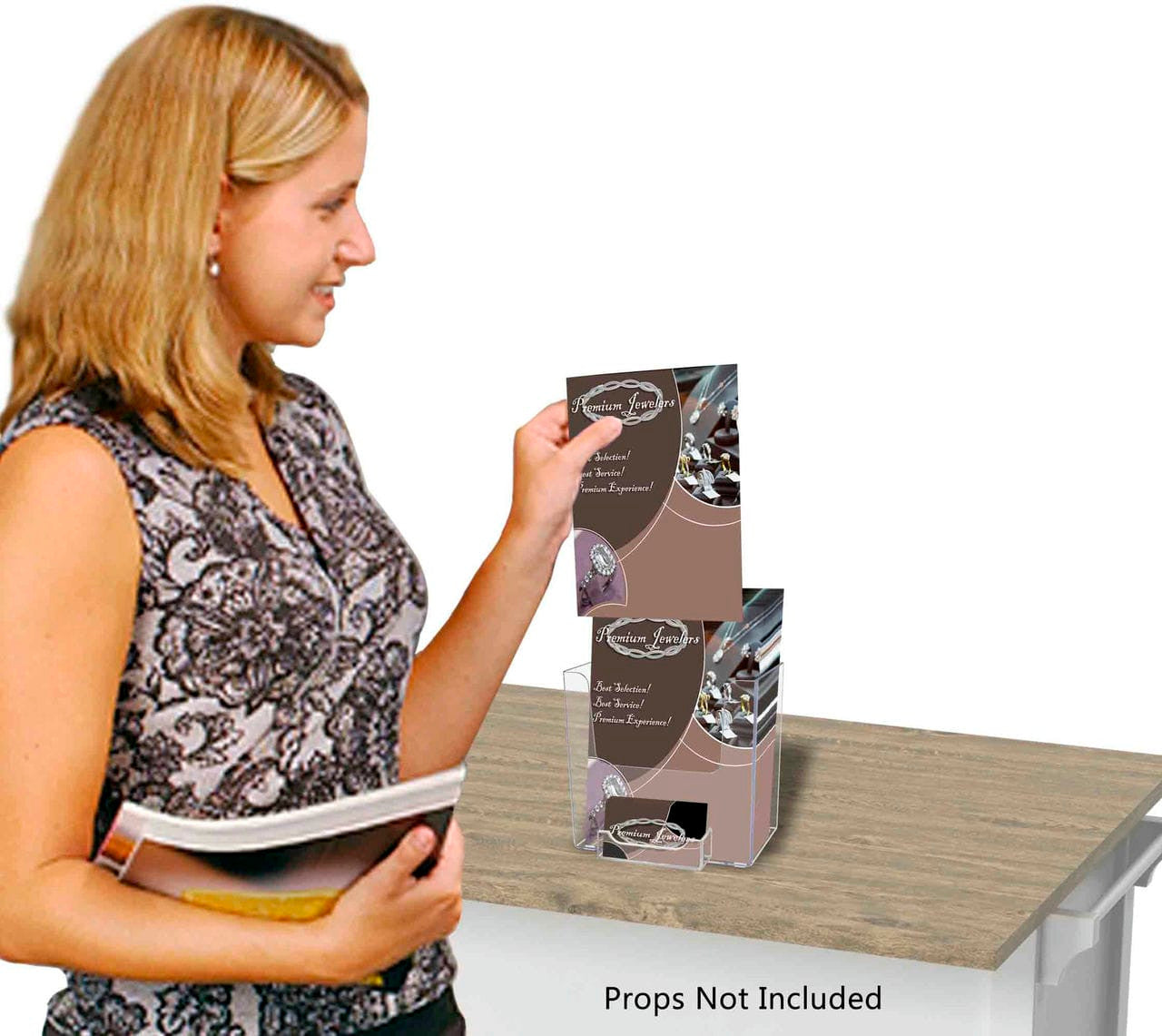 Extra Capacity 5.5"W Bifold Brochure Stand with Gift Card Slot