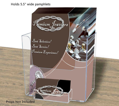Extra Capacity 5.5"W Bifold Brochure Stand with Gift Card Slot
