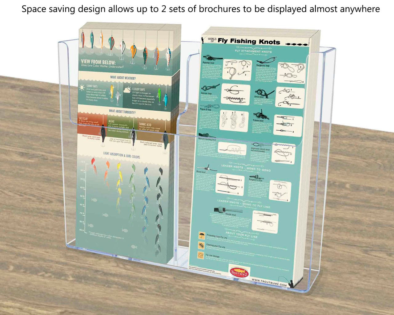 Wall 9.5"W Flyer Holder with Divider for Trifold Brochure Display