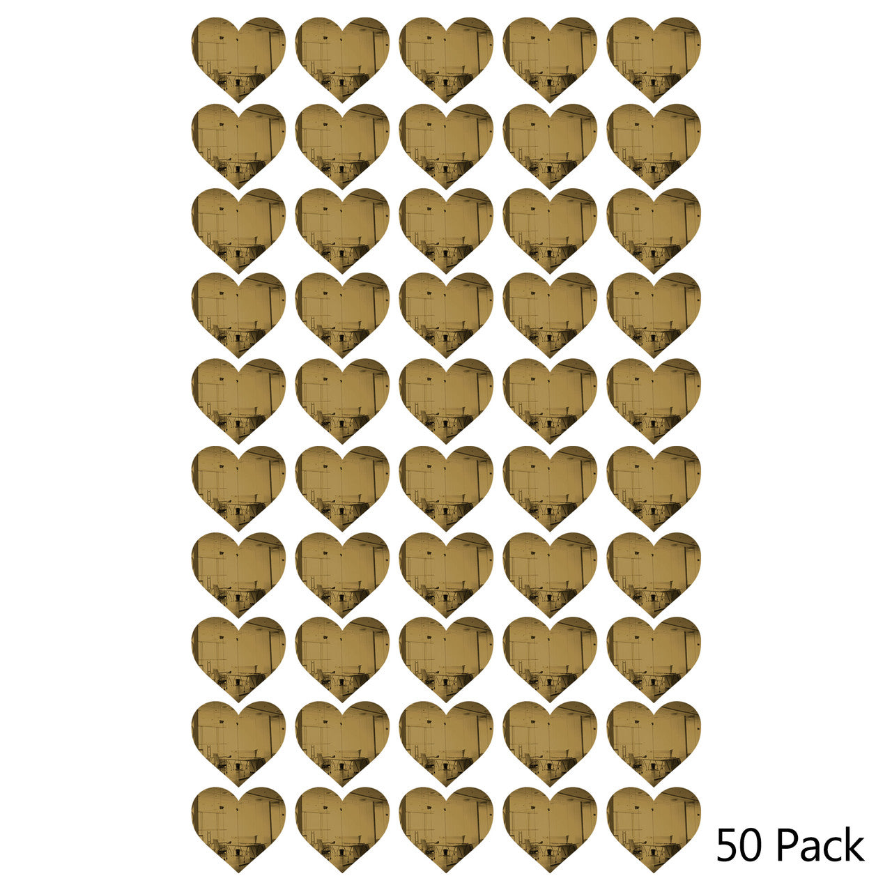 50 Pack Heart Shaped Mirror Acrylic Pieces for Arts and Crafts