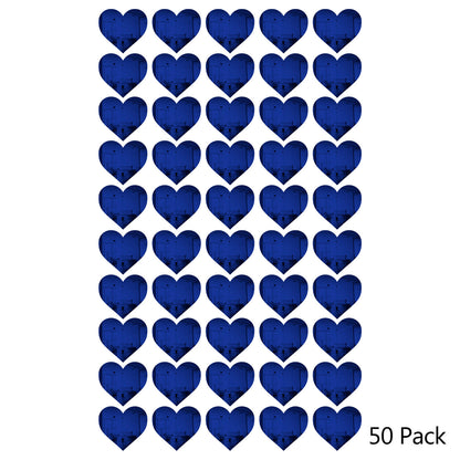 50 Pack Heart Shaped Mirror Acrylic Pieces for Arts and Crafts