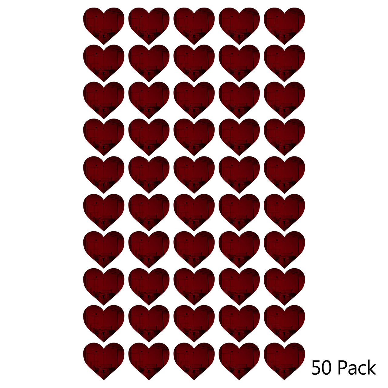 50 Pack Heart Shaped Mirror Acrylic Pieces for Arts and Crafts