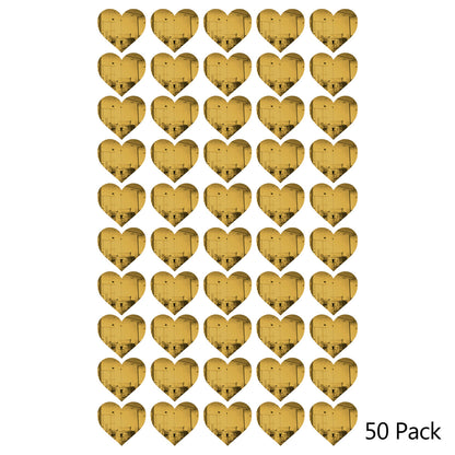 50 Pack Heart Shaped Mirror Acrylic Pieces for Arts and Crafts