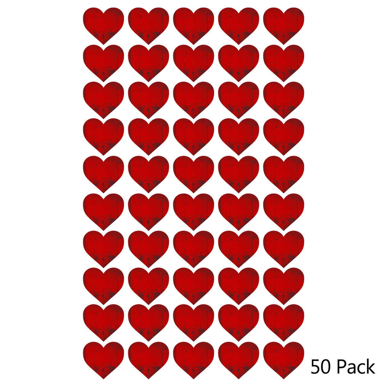 50 Pack Heart Shaped Mirror Acrylic Pieces for Arts and Crafts