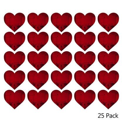 25 Pack Heart Shaped Mirror Acrylic Pieces for Arts and Crafts