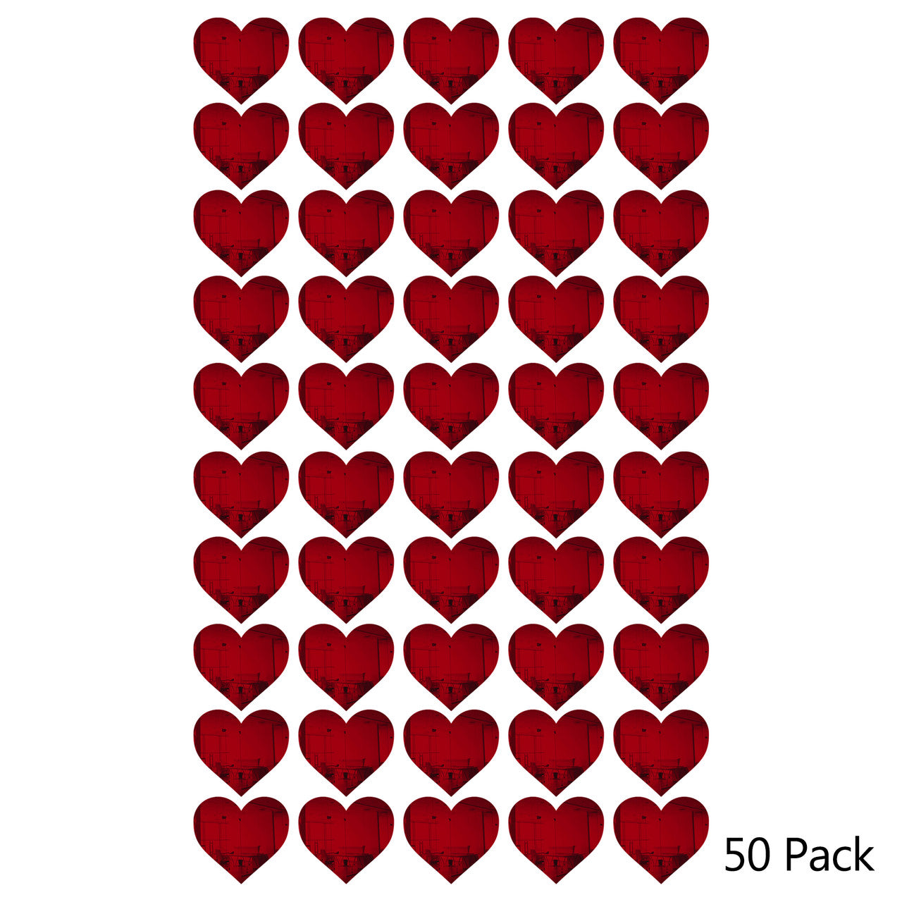 50 Pack Heart Shaped Mirror Acrylic Pieces for Arts and Crafts