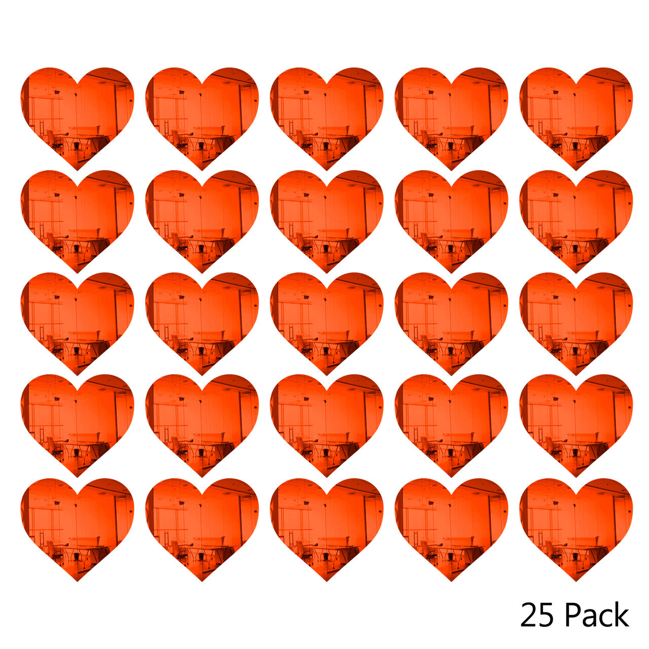25 Pack Heart Shaped Mirror Acrylic Pieces for Arts and Crafts