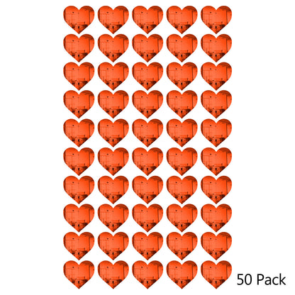 50 Pack Heart Shaped Mirror Acrylic Pieces for Arts and Crafts