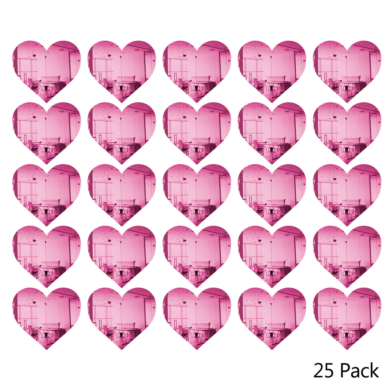 25 Pack Heart Shaped Mirror Acrylic Pieces for Arts and Crafts