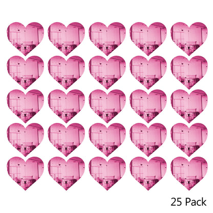 25 Pack Heart Shaped Mirror Acrylic Pieces for Arts and Crafts