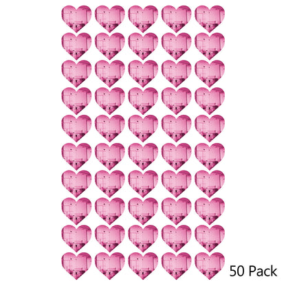 50 Pack Heart Shaped Mirror Acrylic Pieces for Arts and Crafts