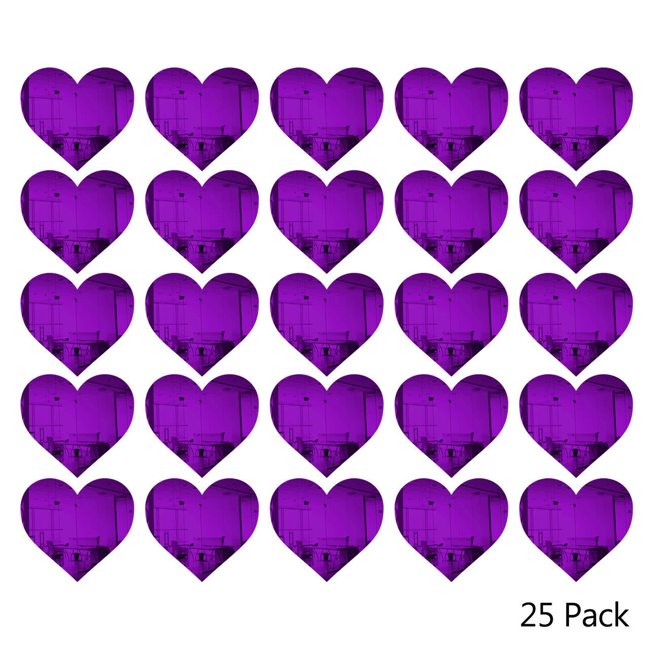 25 Pack Heart Shaped Mirror Acrylic Pieces for Arts and Crafts