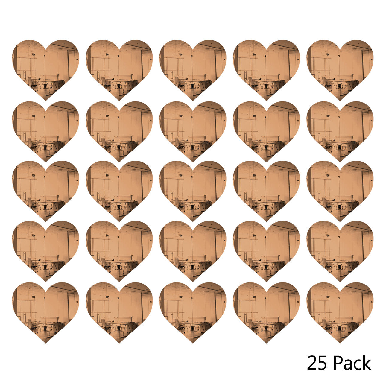 25 Pack Heart Shaped Mirror Acrylic Pieces for Arts and Crafts