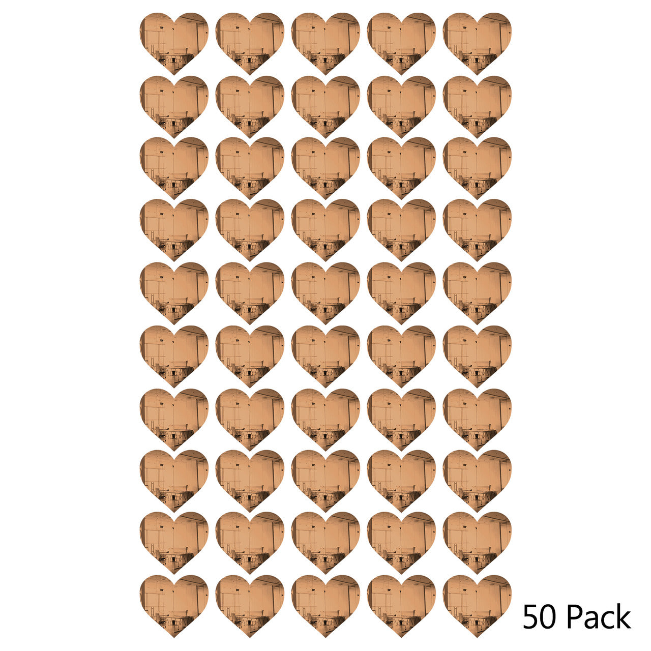 50 Pack Heart Shaped Mirror Acrylic Pieces for Arts and Crafts