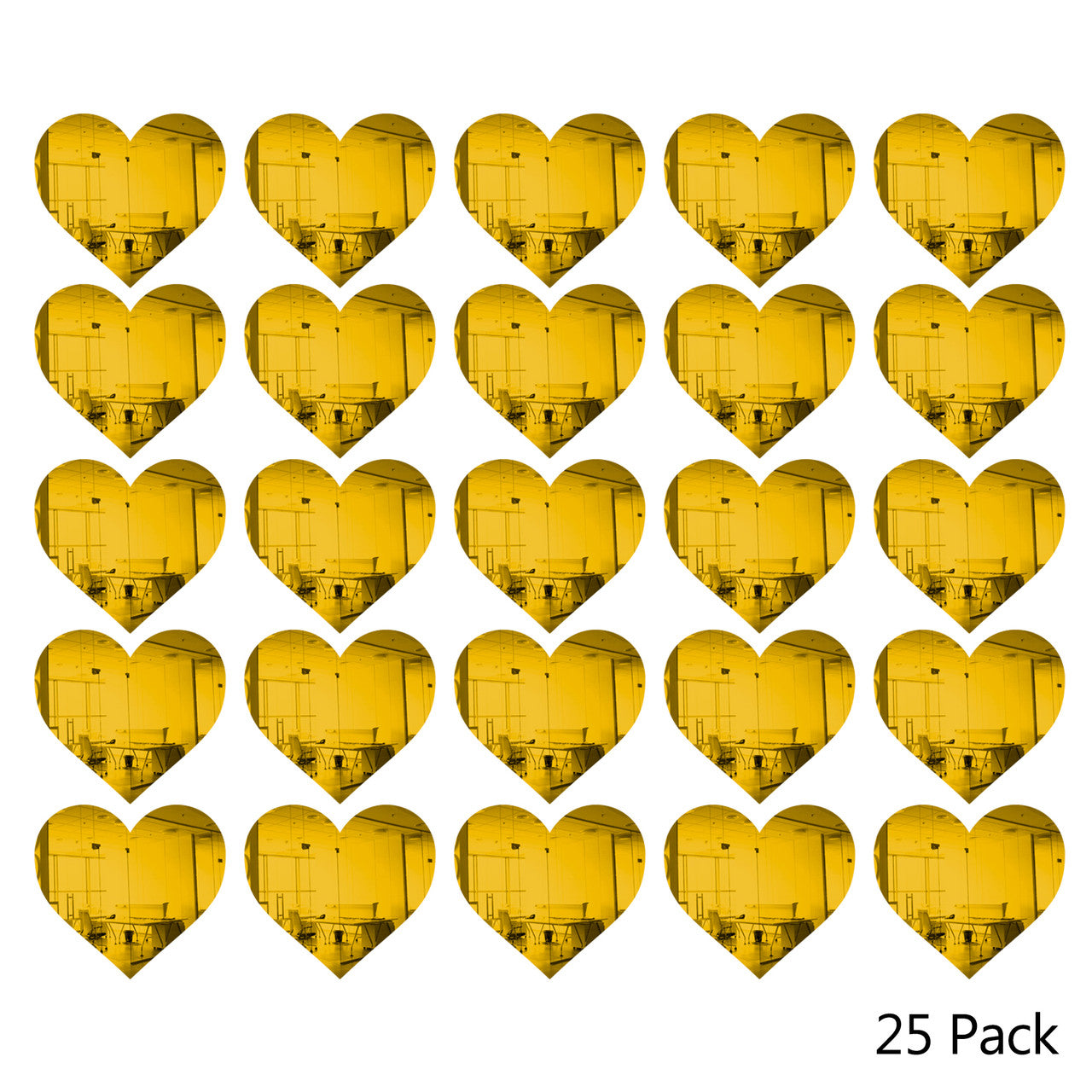 25 Pack Heart Shaped Mirror Acrylic Pieces for Arts and Crafts
