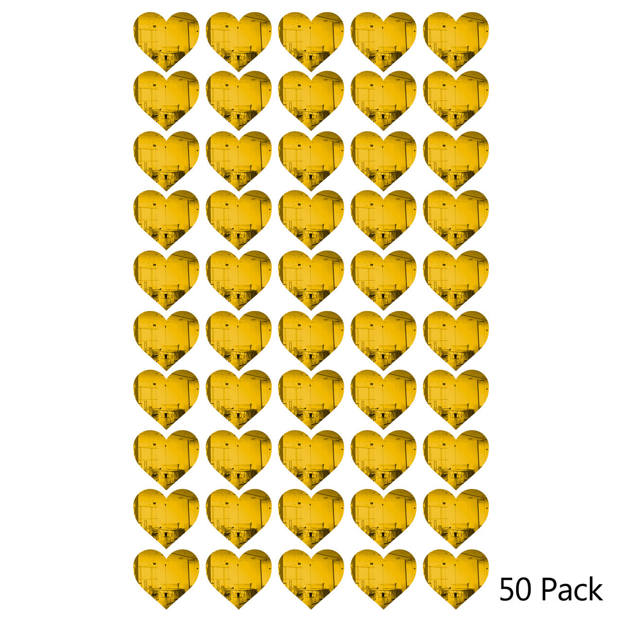50 Pack Heart Shaped Mirror Acrylic Pieces for Arts and Crafts