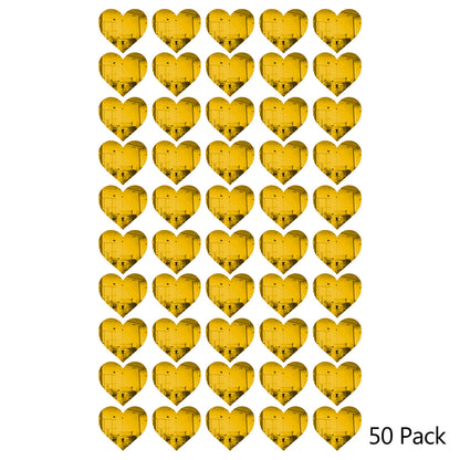 50 Pack Heart Shaped Mirror Acrylic Pieces for Arts and Crafts