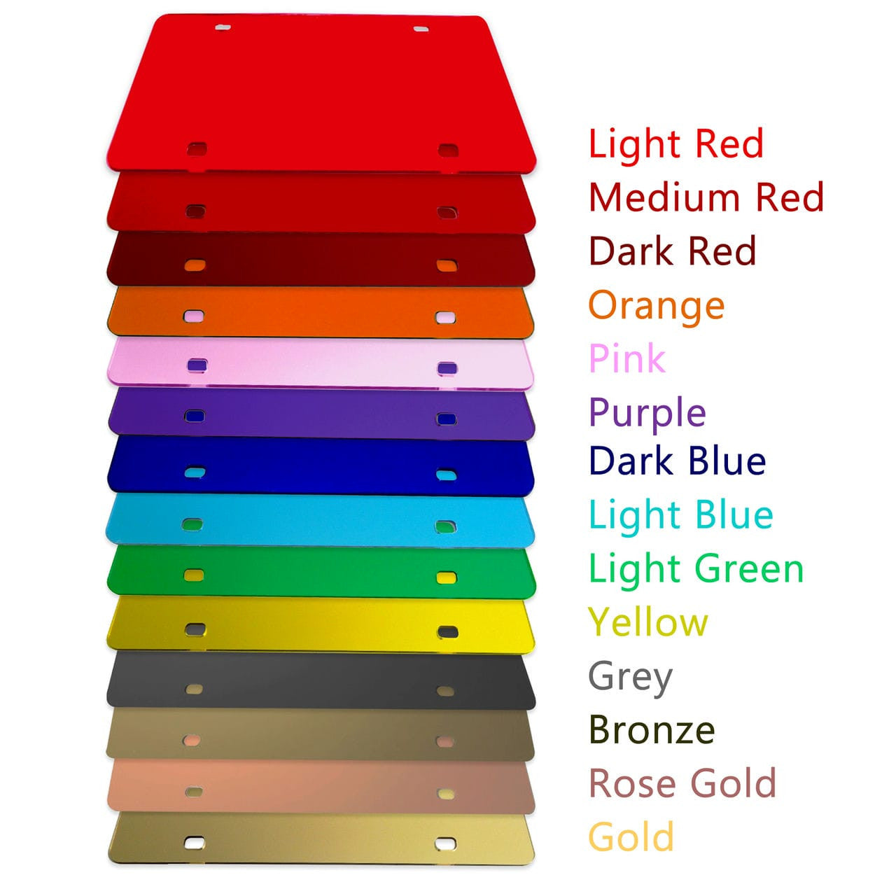 Blank Mirror License Plate Laser Cut Acrylic with 4 Holes