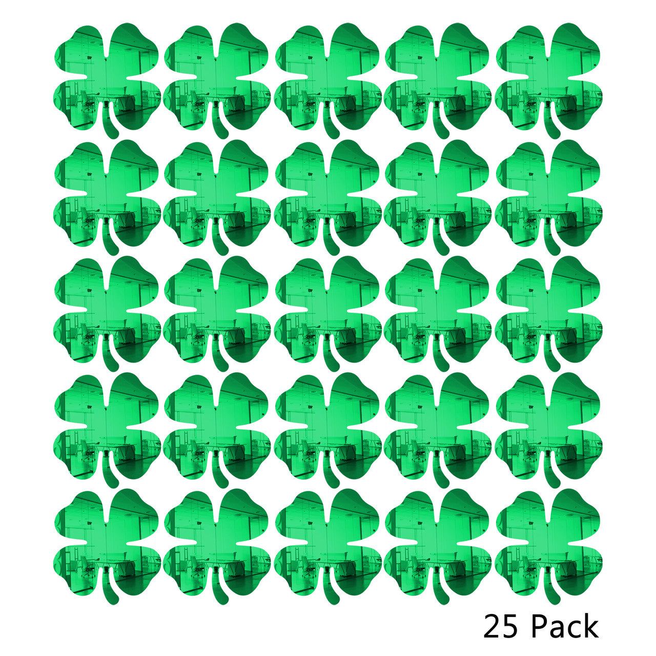 25 Pack Shamrock Shape Acrylic Mirror Tiles Crafts Select Color
