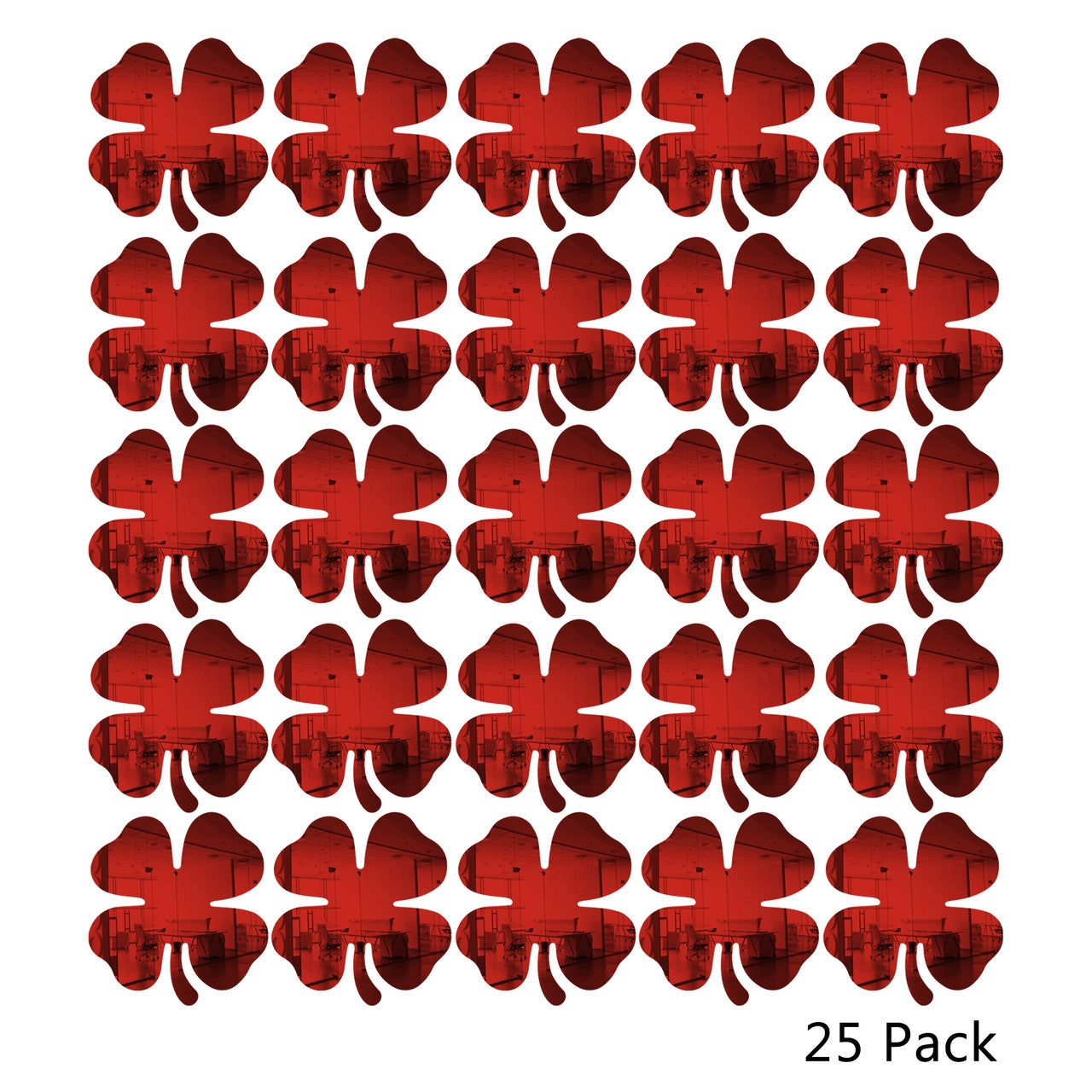 25 Pack Shamrock Shape Acrylic Mirror Tiles Crafts Select Color