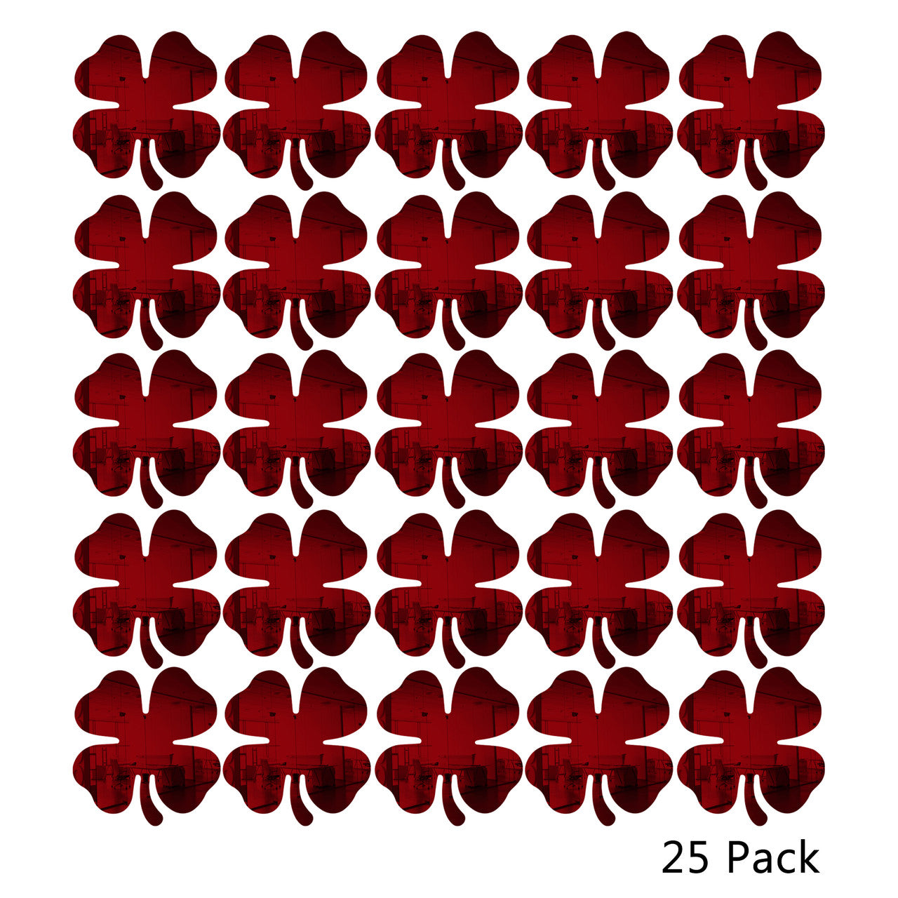 25 Pack Shamrock Shape Acrylic Mirror Tiles Crafts Select Color