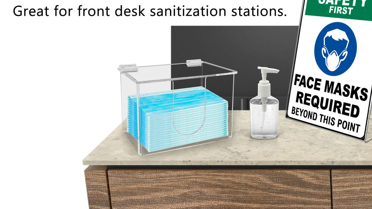 Face Mask or Glove Dispenser with Hinged Lid Countertop Stand