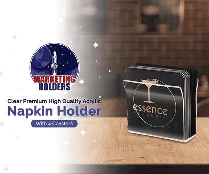 U-Shape Napkin Holder with Cocktail Napkin Coasters 5 Piece Set