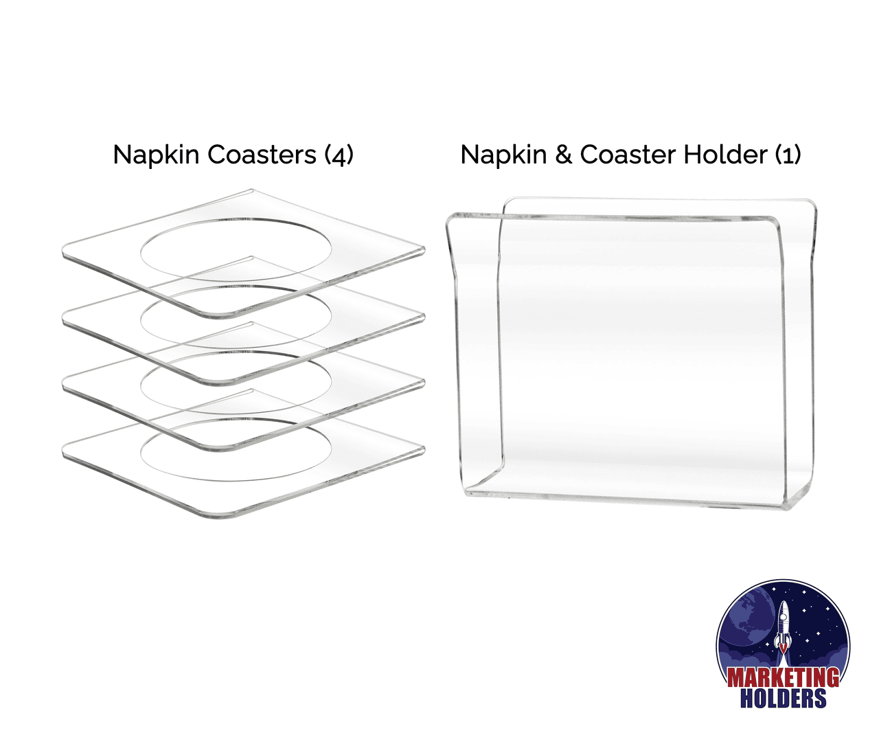 U-Shape Napkin Holder with Cocktail Napkin Coasters 5 Piece Set