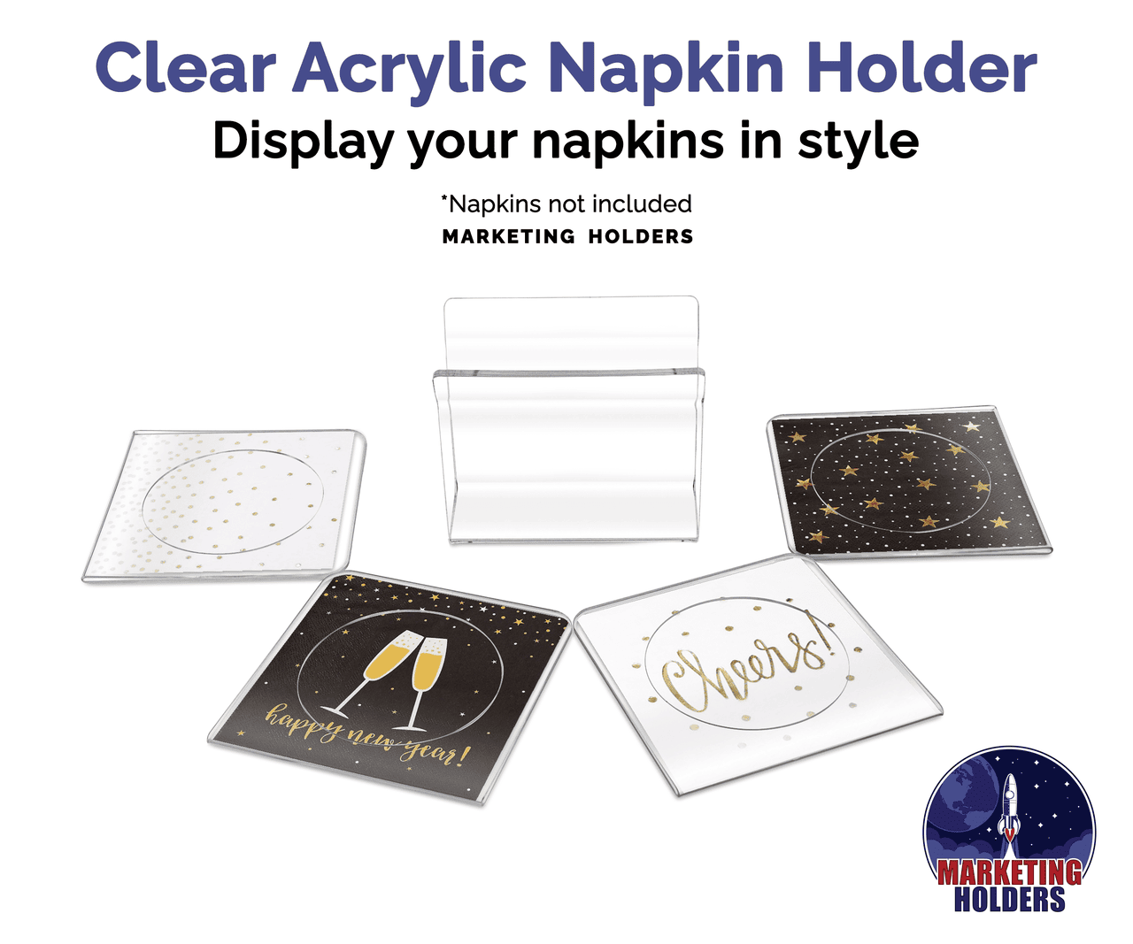 U-Shape Napkin Holder with Cocktail Napkin Coasters 5 Piece Set