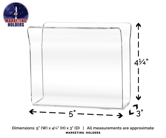 Flared Napkin Holder Upright Tabletop Stand Thick Clear Acrylic