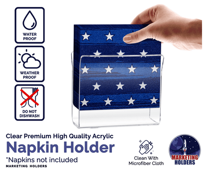 Flared Napkin Holder Upright Tabletop Stand Thick Clear Acrylic