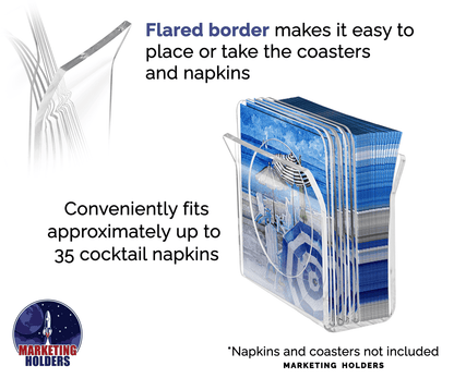 Flared Napkin Holder Upright Tabletop Stand Thick Clear Acrylic