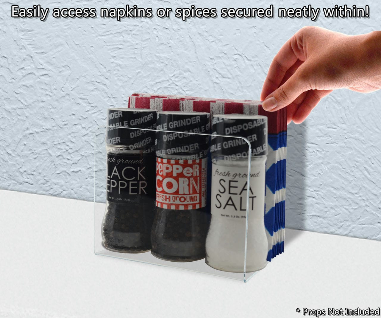 Napkin Holder Upright Tabletop Stand Thick Clear Acrylic