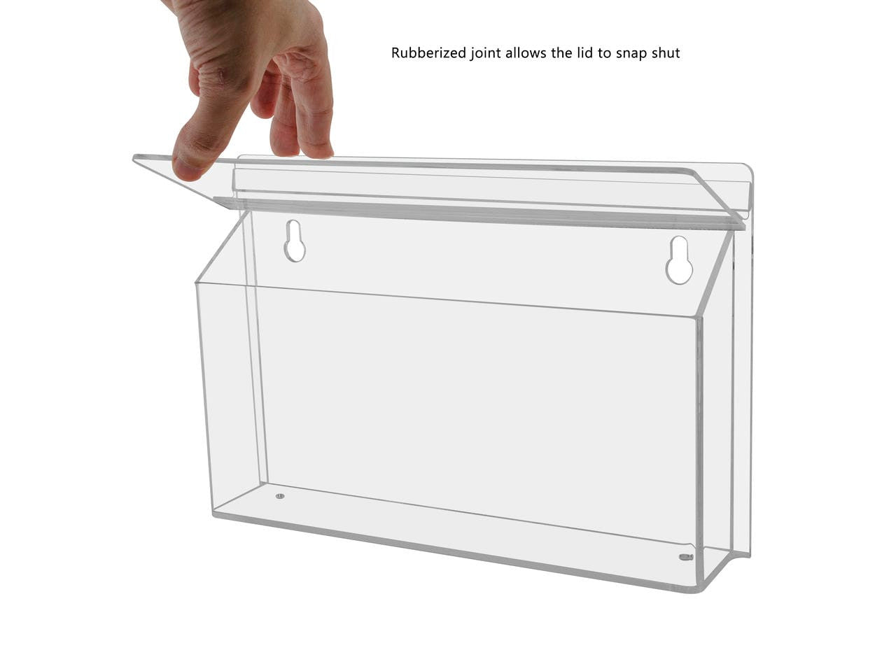 Eleven Inch Wide Document Holder Literature Outdoor Brochure Wall Mount Box lid action