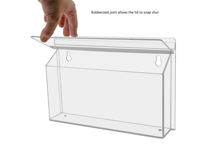 11"W x 4"H Outdoor Trifold Holder Wall Brochure Box with Lid