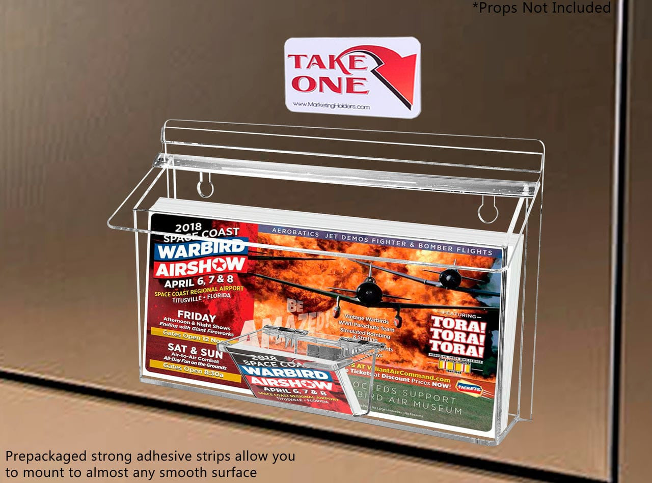 Eleven inches wide Outdoor Holder with Business Card Box and Brochure Display on wall