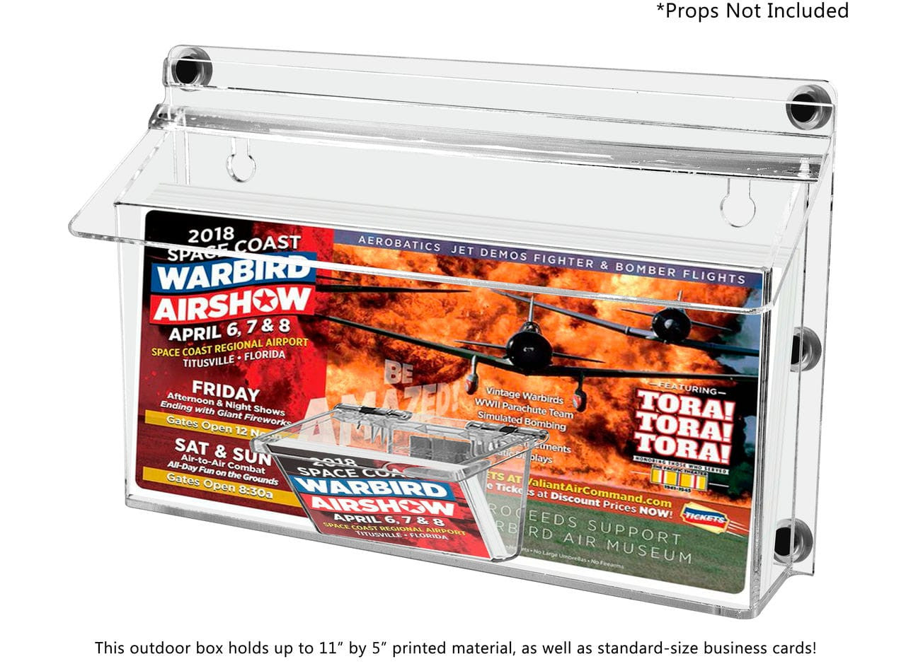 11"W x 4"H Magnetic Outdoor Trifold Brochure Holder with Card Box