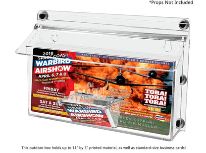 11"W x 4"H Magnetic Outdoor Trifold Brochure Holder with Card Box