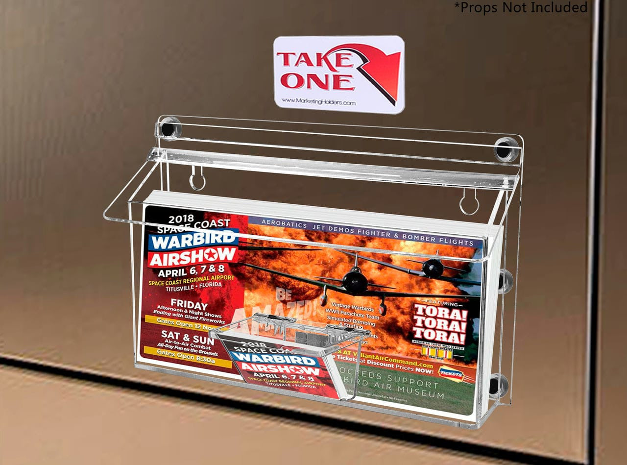 11"W x 4"H Magnetic Outdoor Trifold Brochure Holder with Card Box