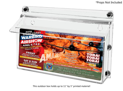 11"W x 4"H Magnetic Outdoor Brochure Holder Trifold Box with Lid