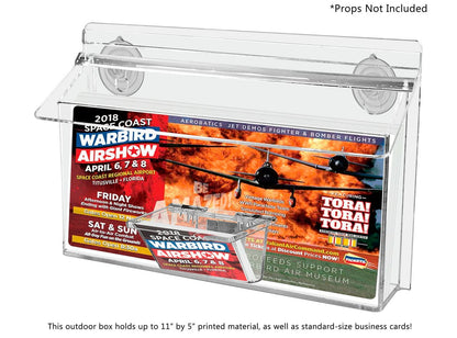 11"W x 4"H Suction Cup Outdoor Trifold Holder with Card Box